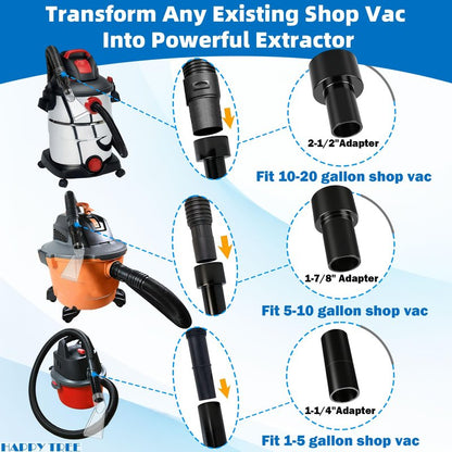 Happy Tree Universal Fits All Brands' Shop Vacs with 2-1/2" & 1-7/8" & 1-1/4" Adapter Clear Extraction Accessory for Auto Detailing, Shop Vac Extractor Attachment Kit for Wet-Dry Vacuum Cleaners