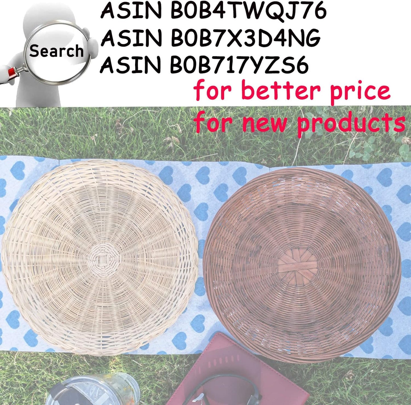 BB HOME, ZHONGER BHO Hand Weave Bamboo Paper Plate Holder, 10in Set of 4 for Picnic & Daily Dining