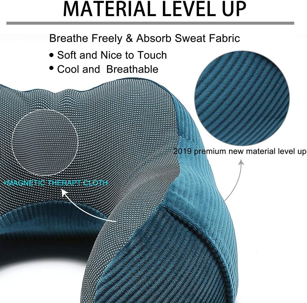 Memory Foam Neck Pillow with 360-Degree Head Support, Lightweight Travel Airplane Pillow with Storage Bag for Sleeping,