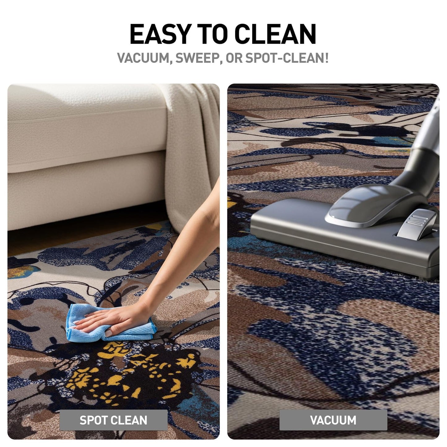 Rugshop Gray Large Floral Non-Slip Area Rug Fade Resistant for Living Room, Dining Room and Large Spaces, 10' x 14'