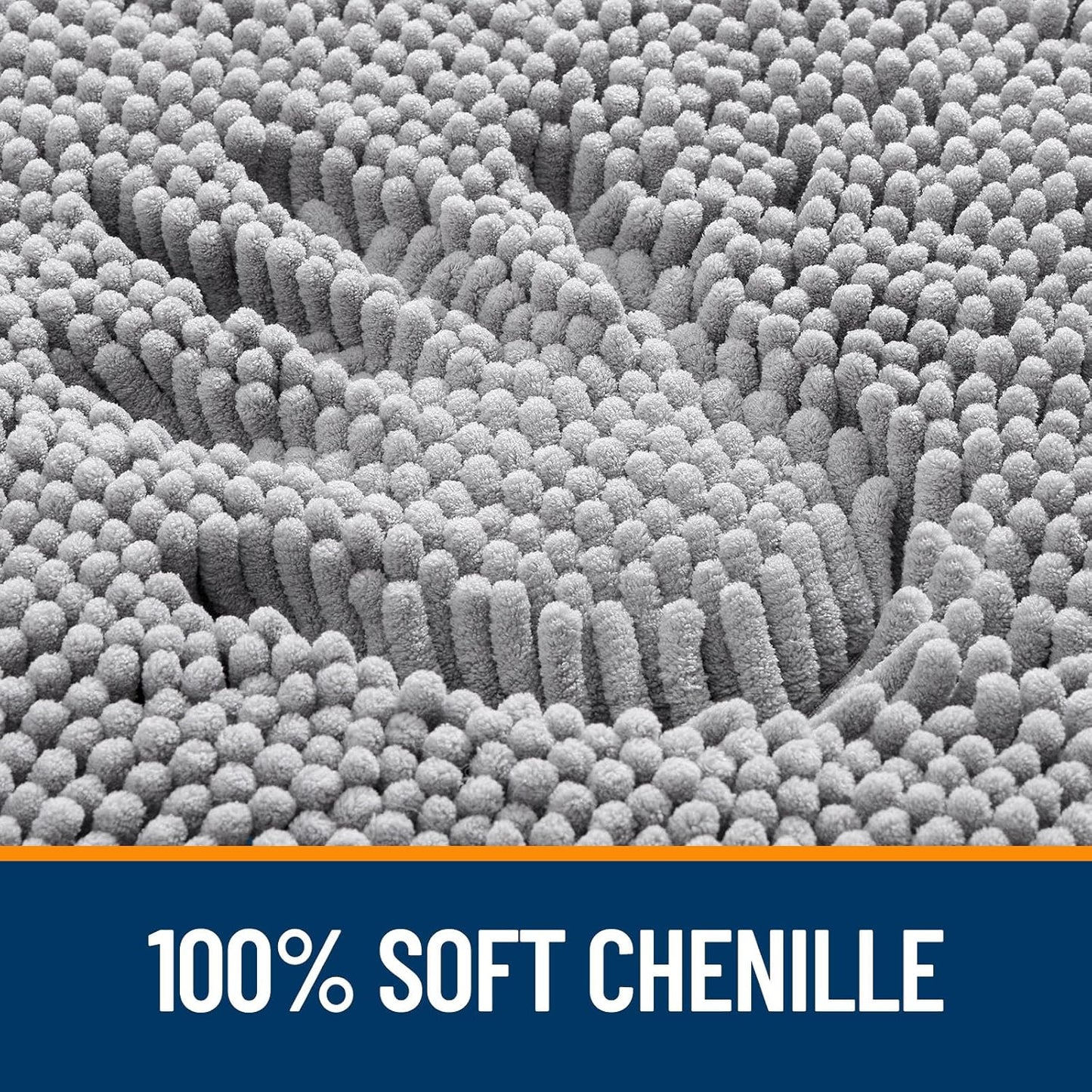 OLANLY Bathroom Rugs - Extra Soft Chenille Bath Mats with Rubber Backing | Quick Dry, Machine Washable, 30x20, Grey