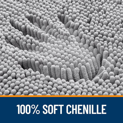 OLANLY Bath Rugs - Extra Soft Chenille with Quick-Dry Rubber Backing | 35x24 Inches, Grey