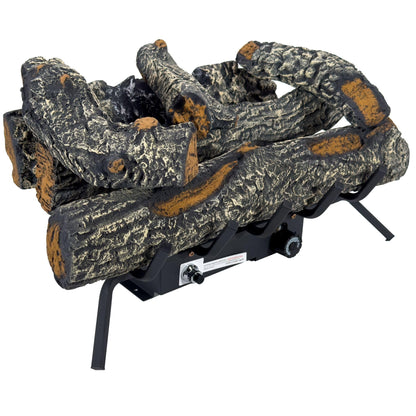 Comfort Glow 24" Vent Free Gas Log Set, Dual Fuel, 30,000 BTU with Adjustable Thermostat Knob, Heats Up to 1,000 Sq Ft Area, Black Forest Logs - GLD2460T