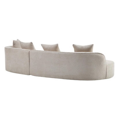 Merax 126 Inch Curved Sectional Sofa, Oversized 5-Seater Modern L-Shape Couch with 4 Pillows, Modular Velvet Fabric Sofa for Large Living Room, Almond
