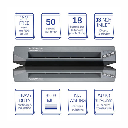 SINCHI 13" Commercial Laminator | 3–10 Mil, 4-Roller, 48s Warm-Up, 17s/Sheet, Heavy Duty No-Jam Design, Works with Cardstock & Dark Prints, Includes 10 Sheets, Ideal for Office, School & Business