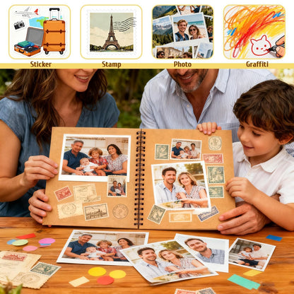 UPlama 10x10 Inch Scrapbook Album 100 Pages, Hardcover Kraft Photo DIY Memory Book with Spiral Binding for Wedding Anniversary Family Photos