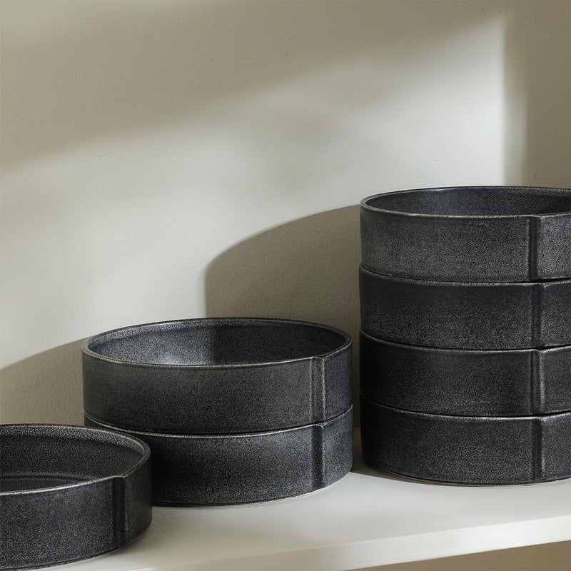 Stone Lain Bao 8-Piece Pasta Bowl Set Stoneware, Charcoal