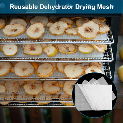 uxcell 14 x 14" Silicone Dehydrator Sheets, 5 Pcs Non-Stick Reusable Drying Mesh for Food Dehydrator, White
