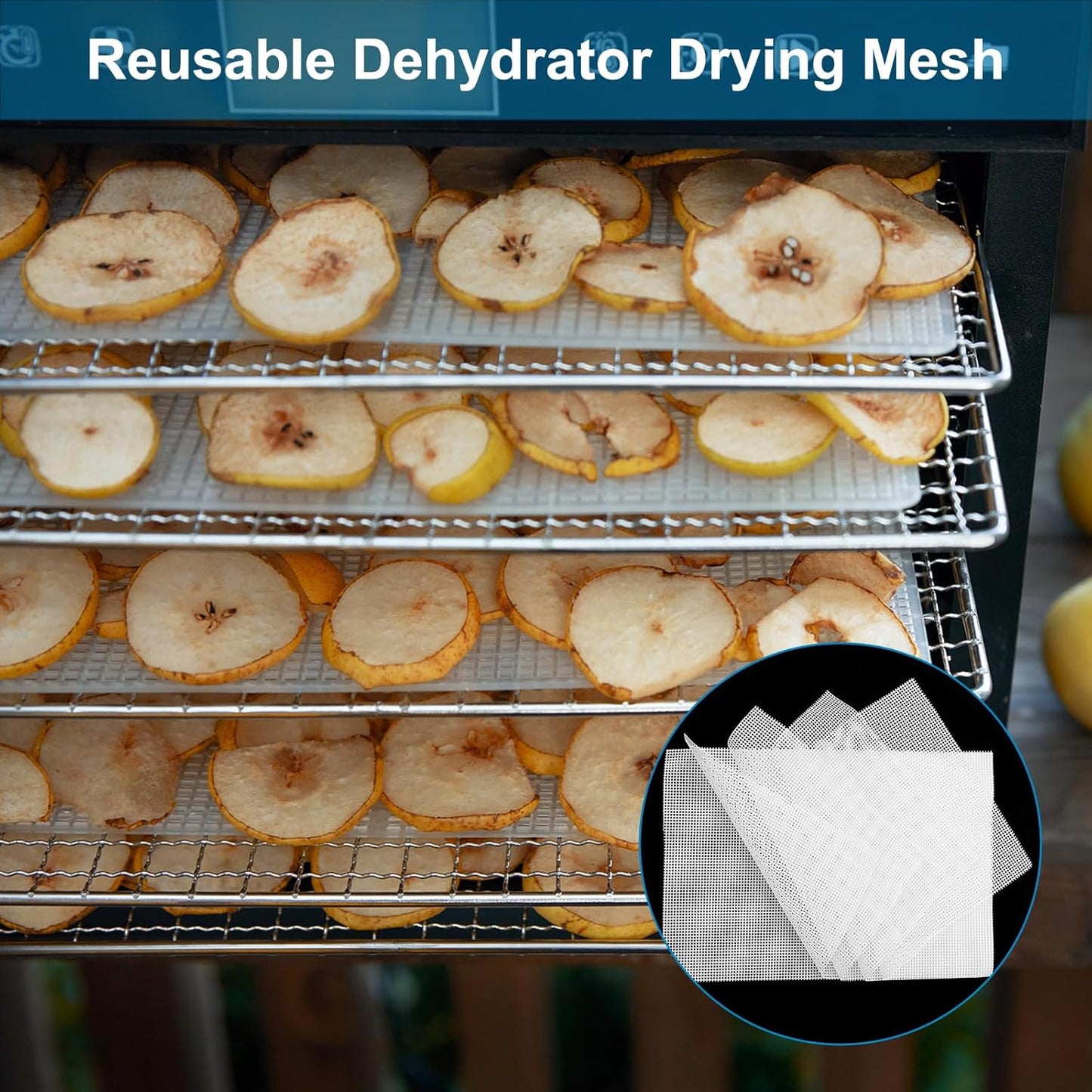 uxcell 11.2 x 7.9" White Silicone Dehydrator Sheets, 9 Pcs Non-Stick Reusable Fruit Dryer Mat for Food Dehydrator