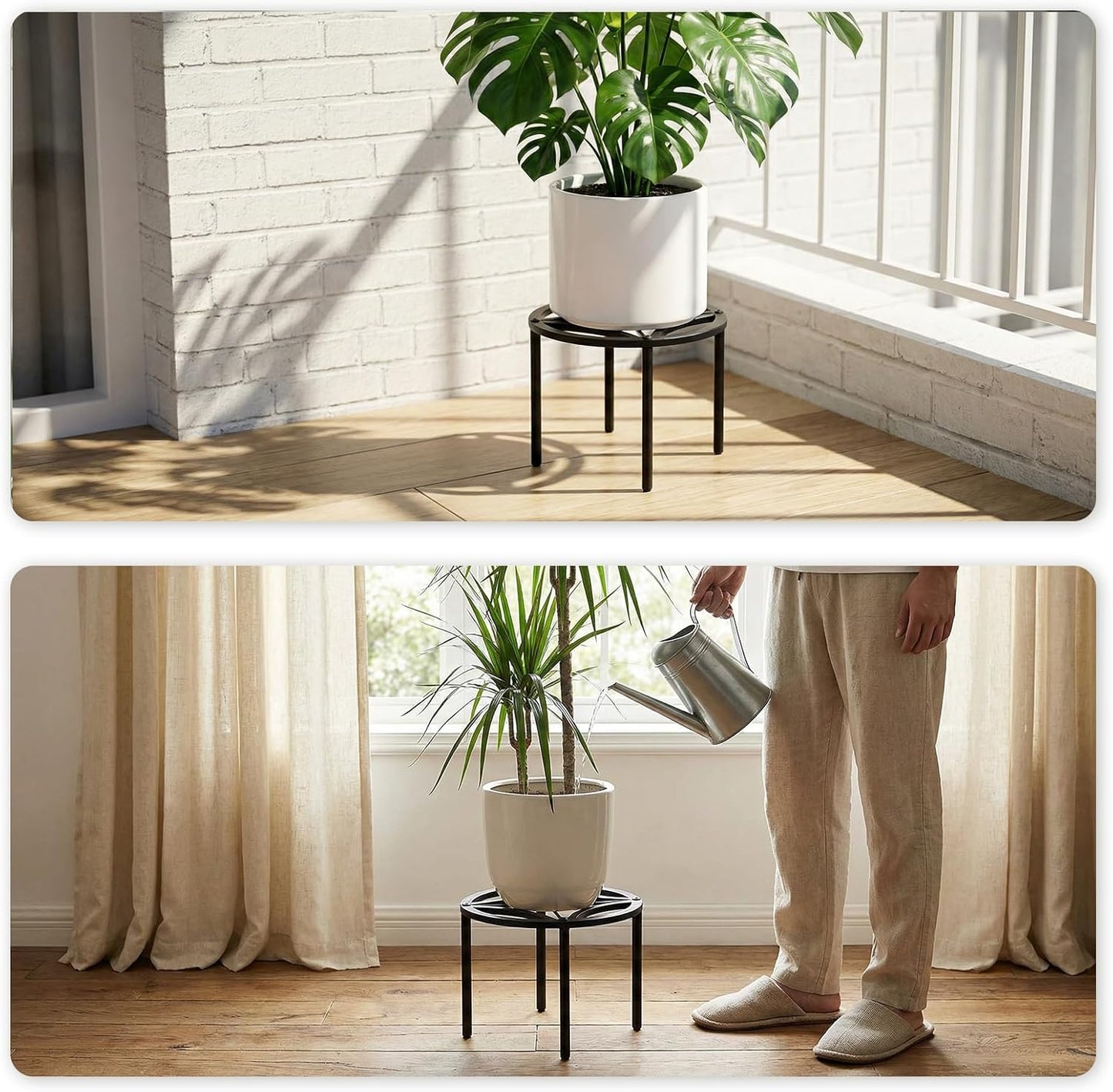 10.2" 4 TOSKING Heavy Duty Metal Plant Stand for Indoor Outdoor, Rustproof Wrought Iron Potted Plant Holder