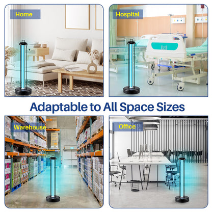Qualirey 100W UV Light Sanitizer with Ozone Purifier for Room, UV Lamp with 3 Gear Timer Remote Control, Home Disinfection Device for Large Space, Disinfection Faster and More Thoroughly