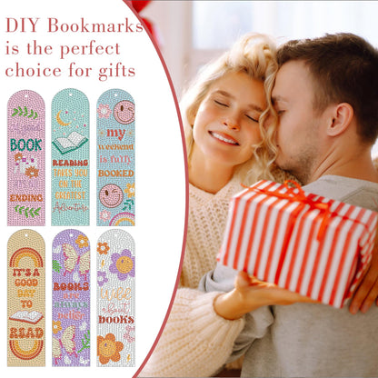 6PCS Kids Diamond Art Bookmarks Kit– DIY Reading Gifts for Classroom, Inspirational Quote Designs – Fun Art & Craft Activity for Boy and Girls
