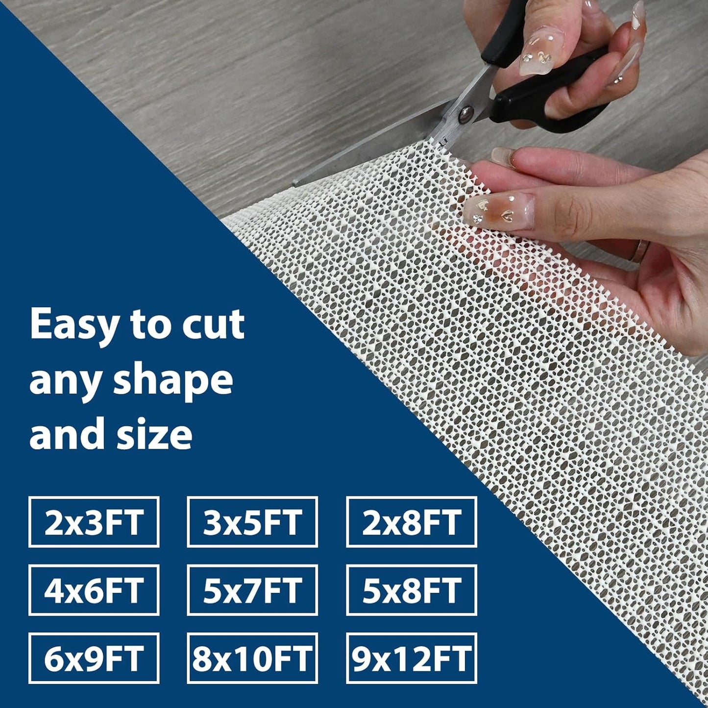 Non Slip Rug Pads: 3x5 Rug Pad Gripper for Hardwood Floors, Under Carpet Anti Skid Mat, Beige to Keep Rugs Safe
