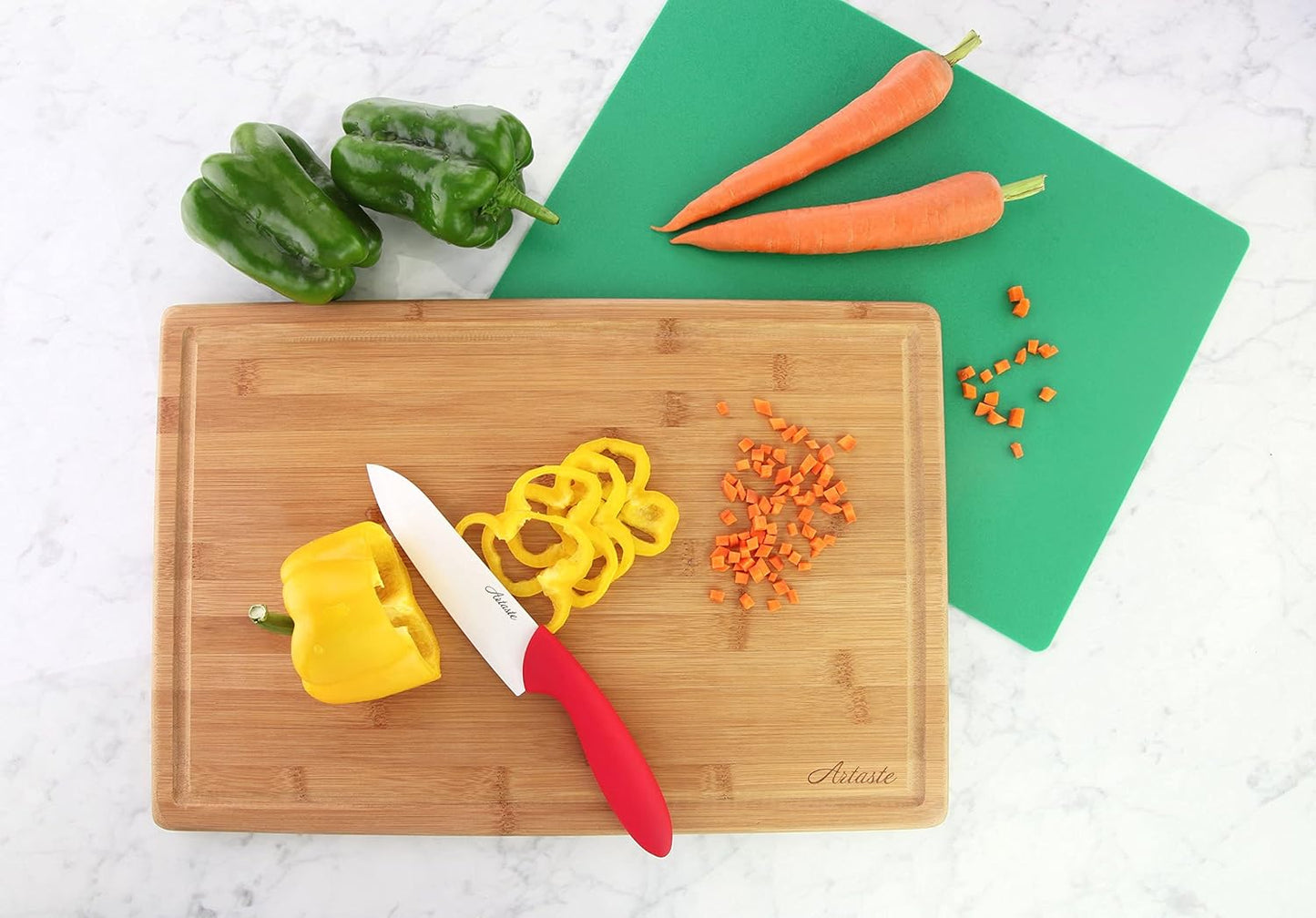 Artaste 28744 Bamboo Cutting Board and Flexible Cutting Board Set
