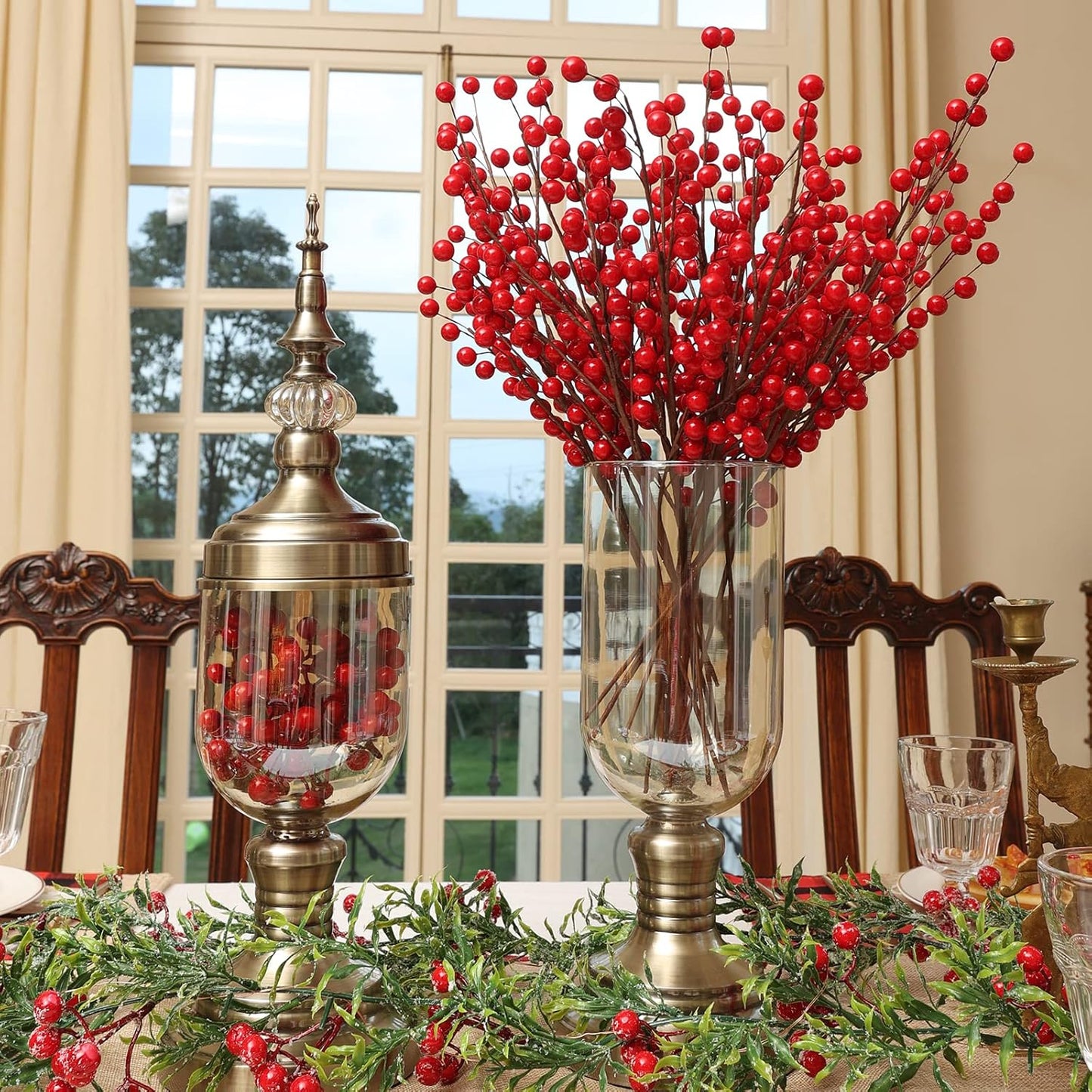 12 Pack 12.6'' Joyhalo Berry Stems - Holly Berry Stems for Christmas Tree Filler Branches, Red Berries Christmas Decor