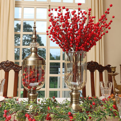 12 Pack 12.6'' Joyhalo Berry Stems - Holly Berry Stems for Christmas Tree Filler Branches, Red Berries Christmas Decor