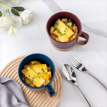 AmorArc 24 Ounces Soup Bowls with Large Handles and Lids, Stoneware Bowls for Soup, Cereal, Stew, Noodle, Colourful Ceramic Kitchen Bowls, Microwave & Dishwasher Safe (Multi-Color, Set of 2)