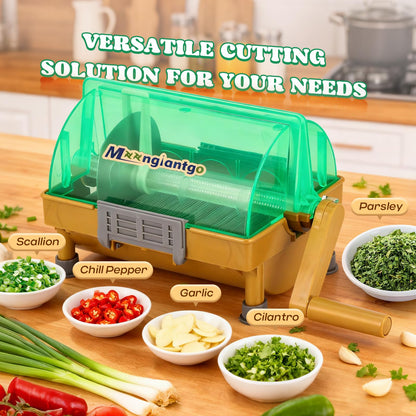 Moongiantgo Commercial Manual Scallion Cutter Slicer, Spring Onion Shredder with Stainless Steel Blade, for Kitchen 3MM Chopped Scallions, Spring Onions, Green Onions, Cilantro, Leeks, Chili Pepper