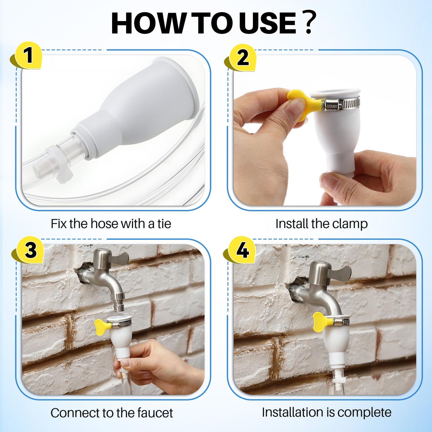 Frienda Faucet Hose Adapter for Sink, 6.1FT PVC Tube with Adjustable Faucet Connector, Hose Clamp & Zip Tie, Portable Water Transfer Accessories for Sink, Bucket, Outdoor Cleaning