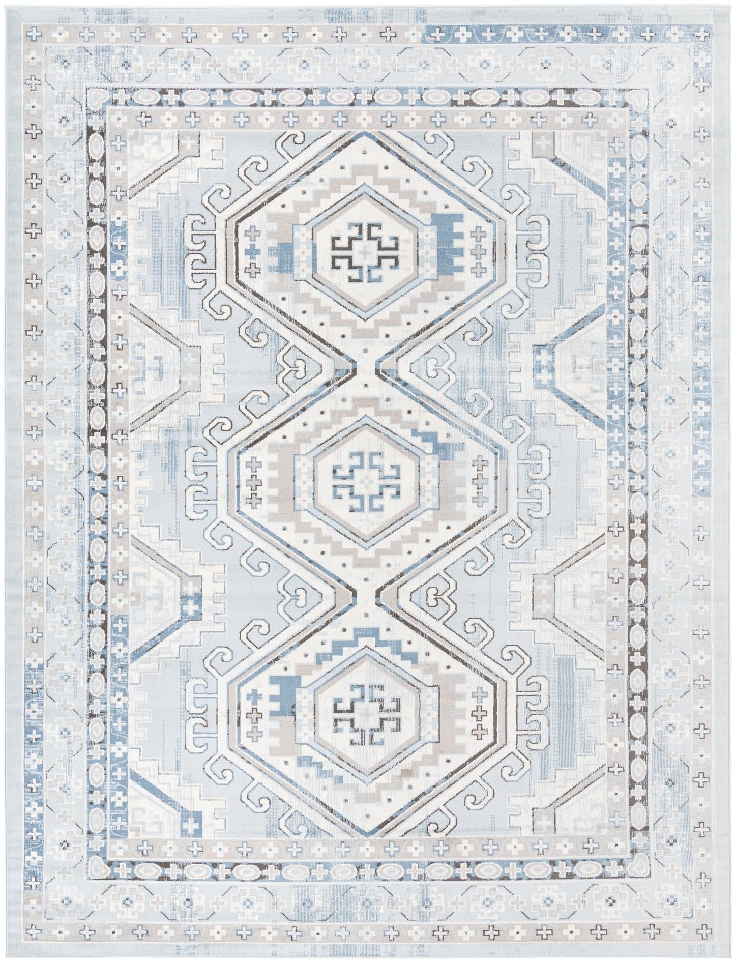 Unique Loom Charlotte Collection Area Rug - Quail (10' x 13' Rectangle Aqua Blue/Gray)