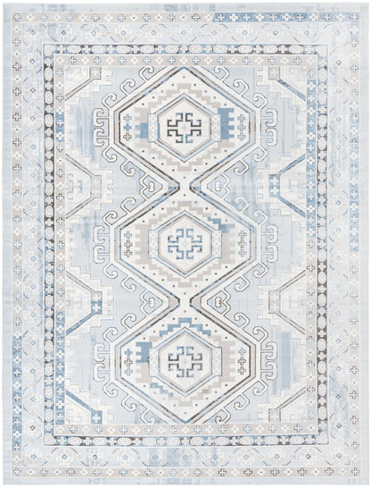 Unique Loom Charlotte Collection Area Rug - Quail (10' x 13' Rectangle Aqua Blue/Gray)