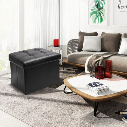 SOYOTA Storage Ottoman Cube Storage Ottoman as Foot Stool, Foot Rest & Stepping Stool - Folding Storage Ottoman