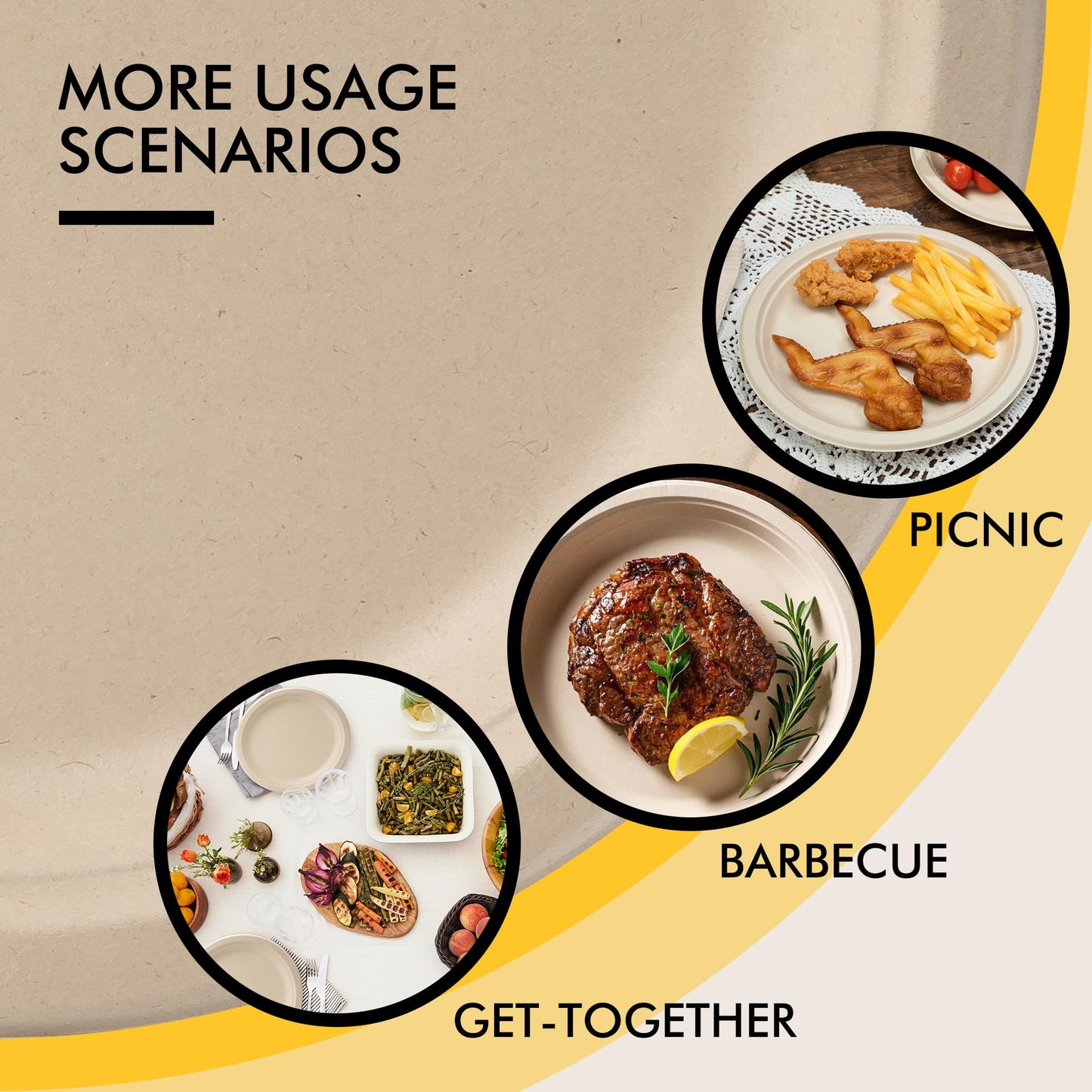 RACETOP Compostable Paper Plates 10 Inch [150 Pack], Disposable Biodegradable Heavy Duty Paper Plates, Made of Natural Sugarcane Fibers, Unbleached Brown, Round