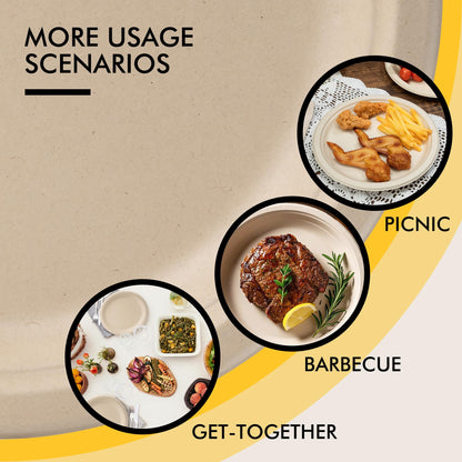 RACETOP Compostable Paper Plates 10 Inch [150 Pack], Disposable Biodegradable Heavy Duty Paper Plates, Made of Natural Sugarcane Fibers, Unbleached Brown, Round