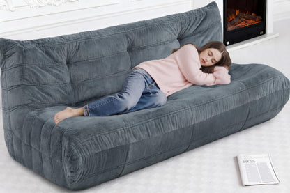 Cansunna Bean Bag 3-Seater Chair Big Sofa Beanbag Chair for Adults Fireside Chair Bean Bag Lounger with Memory Foam Filled for Home,Apartment or Gaming Venue（Grey Plush）