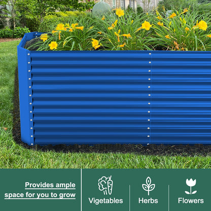 Land Guard 8x4x3ft Rectangular Galvanized Raised Garden Beds, Large-Capacity Metal Planter Box Outdoor, Durable Deep Raised Garden Bed 3ft Tall, Raised Beds for Gardening Vegetables, Royal Blue