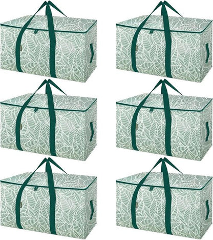BALEINE 6-Pack Heavy-Duty Moving Bags - Oversized Storage Totes with Reinforced Handles (Antique Folidage)