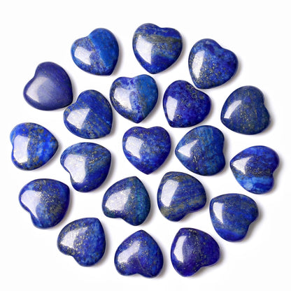 NUKAYAI 20PCS Lapis Lazuli Stone Crystal Heart Shaped Stones Polished Healing Crystals Natural Cute Pocket Trinket Gemstone Reiki Wholesale Set Balancing Meditation Mothers Day Bulk Gifts for Women
