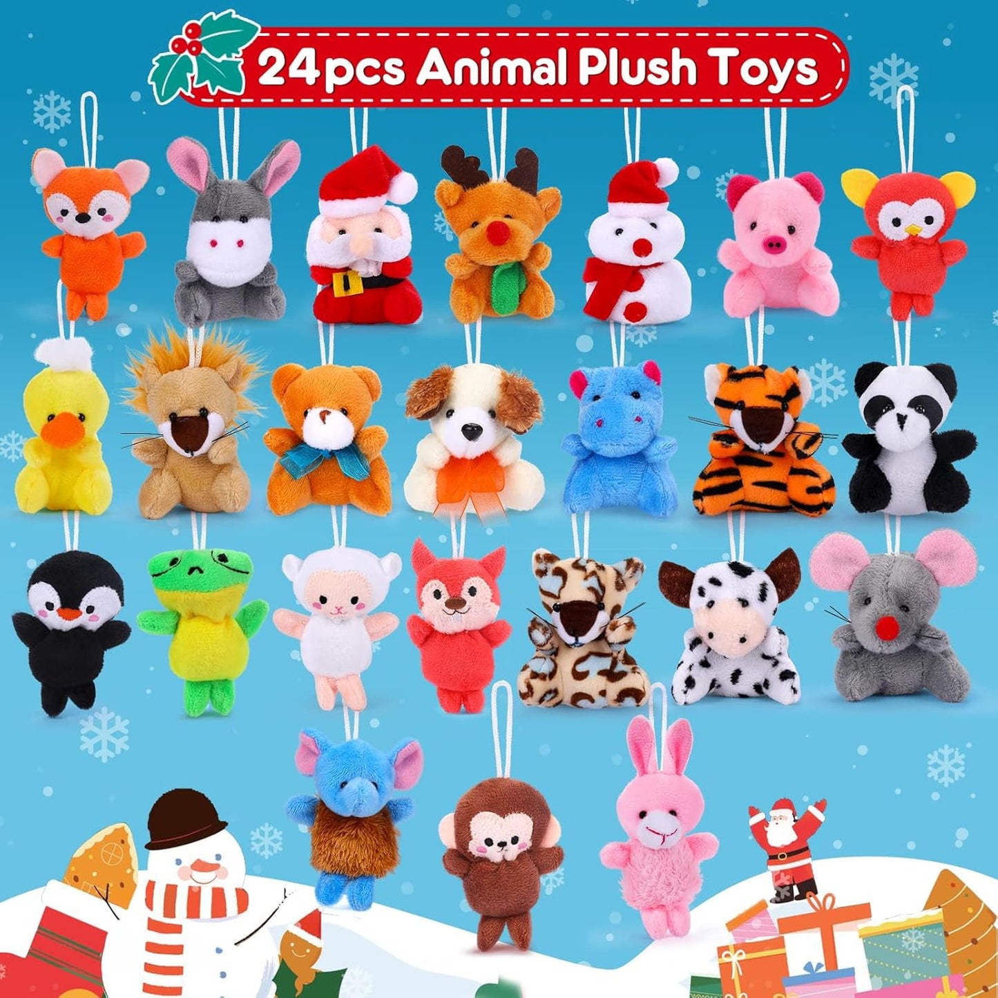 Advent Calendar 2025 - Kids' 24-Day Christmas Countdown with Mini Animal Plush Toys | Perfect Holiday Gifts