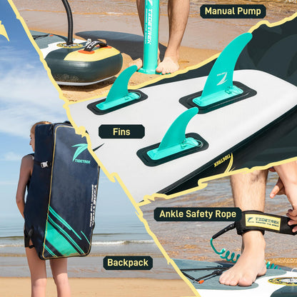 TIDETREK 11'6" Inflatable Stand Up Paddle Boards, Premium SUP Accessories, Non-Slip Comfort Deck for Youth & Adults (Royal Teal)