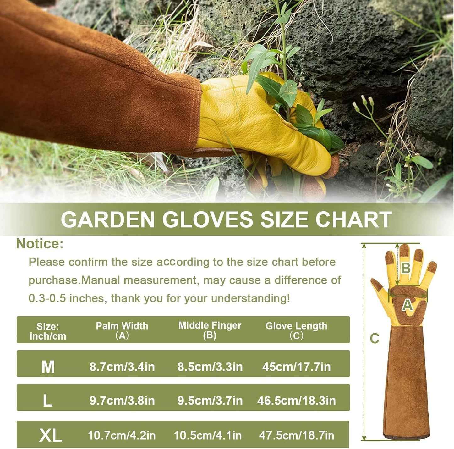 Women's Gardening Weeding Gloves - Leather Thorn Proof Garden Glove for Digging, Planting, and Pruning