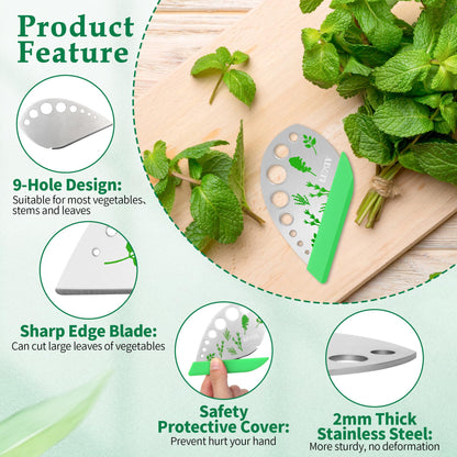 Herb Stripper 9 holes, Luxiv Stainless Steel Kitchen Herb Stripping Tool Loose Leaf Kale Razor Metal Leaf Pealer for Kale, Chard, Collard Greens, Thyme, Basil, Rosemary