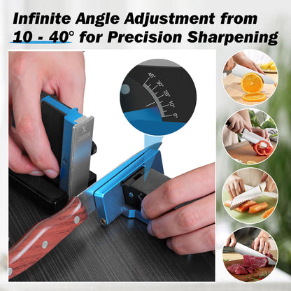 XARILK Upgraded Rolling Knife Sharpener Kit – Adjustable 10 – 40°, Removable Diamond Stones (320#, 800#, 2000#), Compact & Portable – Premium Knife Sharpening System for Kitchen & Outdoor Use