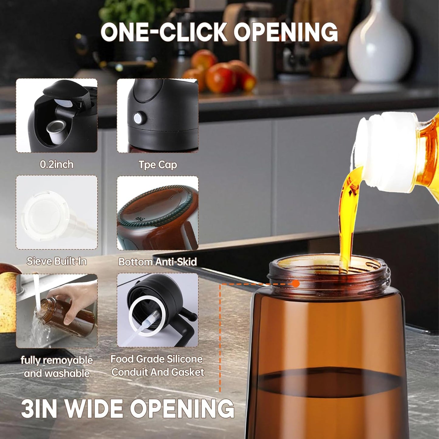 Olive Oil Sprayer 16oz - Premium Dark Brown Glass Dispenser for Cooking & Air Fryer | 2-in-1 Spray & Pour