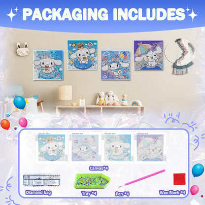 CYNART 4 Pack Diamond Art Kits for Kids, Diamond Art Painting Kits Ages 4-8-12, Gem Art for Kids Package for Gift and Home Wall Decor(6x6inch)