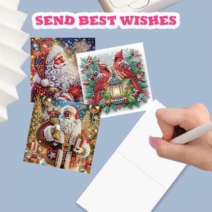 YOKUSHI 12 PCS Diamond Art Painting Christmas Greeting Cards with Envelopes, Snowman Craft DIY Card Making Kits for Adults Gifts (Christmas)