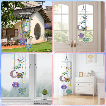Bowetile 5D Diamond Art Kits for Adults, Mandala Diamond Art Wind Chimes, Diamond Painting DIY Wind Chime Suncatchers Kit, Crystal Gem Pendant Hanging Ornament Christmas Gift for Women Home Decor