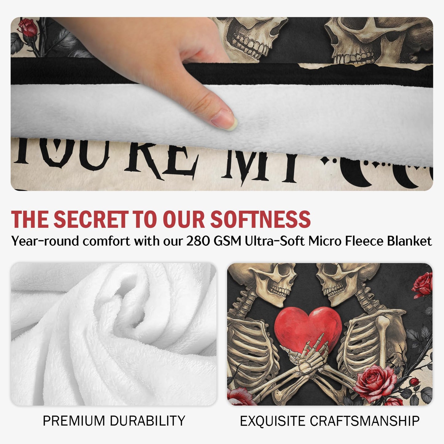 GEEMBI Anniversary Couples Gifts for Women Men - Fleece Throw Blanket for Couch Bed 50x60 in - Wedding Anniversary Birthday Gifts for Boyfriend Girlfriend Her Him Wife Husband, Gothic Blanket