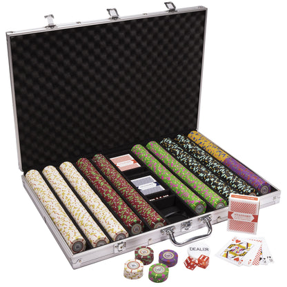 Claysmith Gaming 1,000 Ct The Mint Poker Set - 13g Clay Composite Chips with Aluminum Case, Playing Cards, & Dealer Button