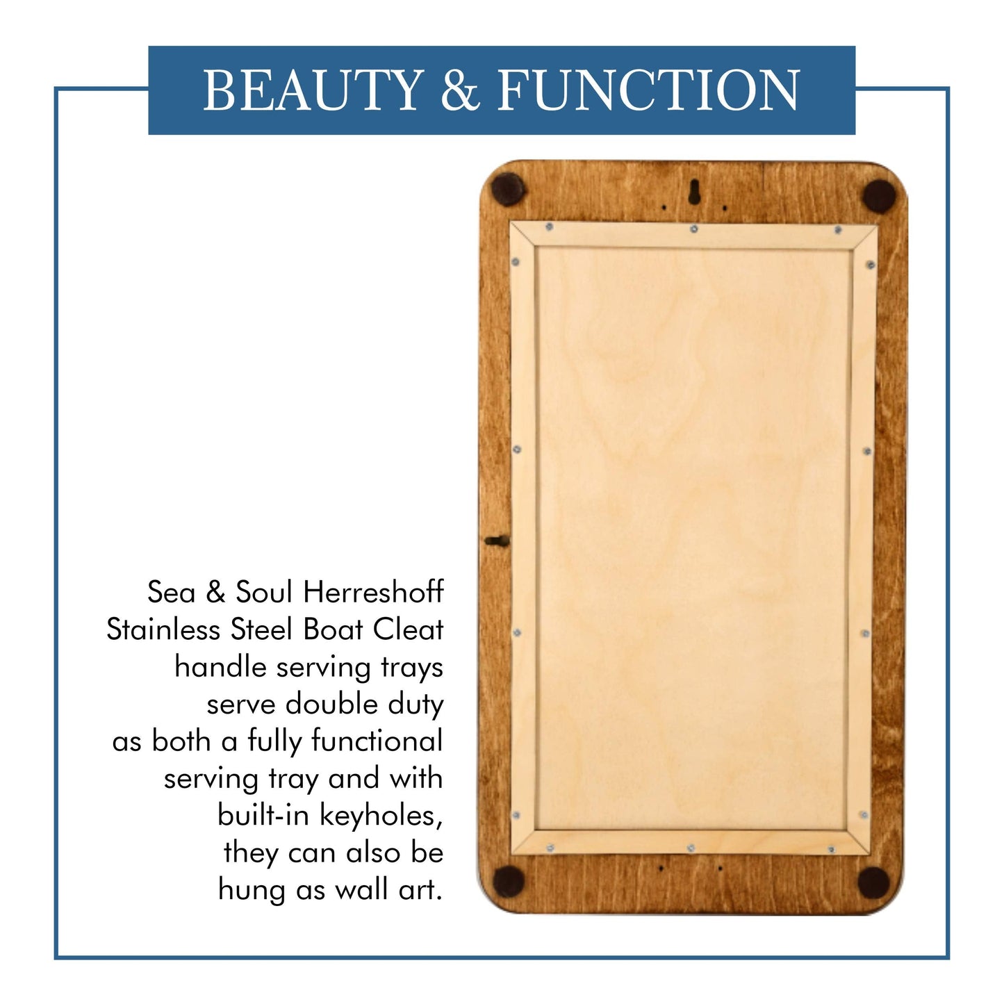 Sea & Soul Pacific Northwest Nautical Chart Art Serving Tray, Made in the USA, 3-D Nautical Wood Chart, 3D Wood Maps, Lake Art, Nautical Gift, 13.5"x 24" Serving Platter (Distressed Coffee/Deep Blue)