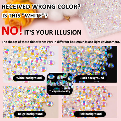 25000Pcs Resin Rhinestones for Crafting, Transparent AB 2-6mm Mixed Sizes Non Hotfix Flatback Gems with 1Pcs Glue, Bedazzling Crystal for DIY Craft Clothing Mugs Tumblers Shoes Fabric Decor Nail Art
