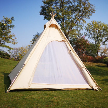 Latourreg 2 Person Outdoor Camping of 2M Canvas Camping Pyramid Tent Large Adult Teepee Pagoda Tent
