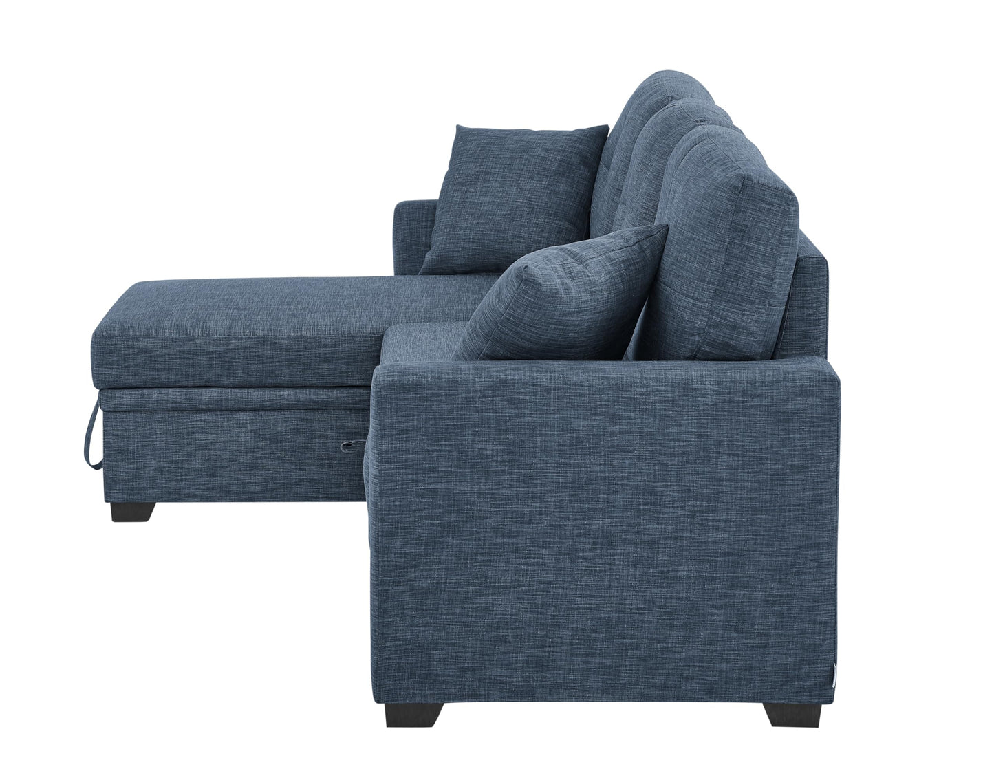 Ball & Cast 85" Convertible Sleeper Sofa Bed,Small Corner Sofa Sectional Couches for Living Room,Upholstered L Shaped Pull Out Couch Bed with Reversible Storage Chaise,Blue
