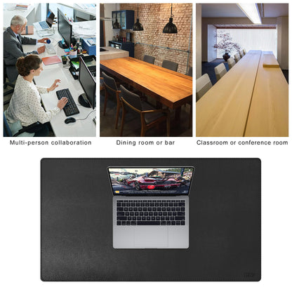 Cacoy 36" x 20" Leather Desk Mat for Home Office, Extra Large PU Leather Desk Pad Blotters, Waterproof Computer Keyboard Mat, Extended Gaming Mouse Pad, Desk Protector for Desktop and PC Laptop, Black