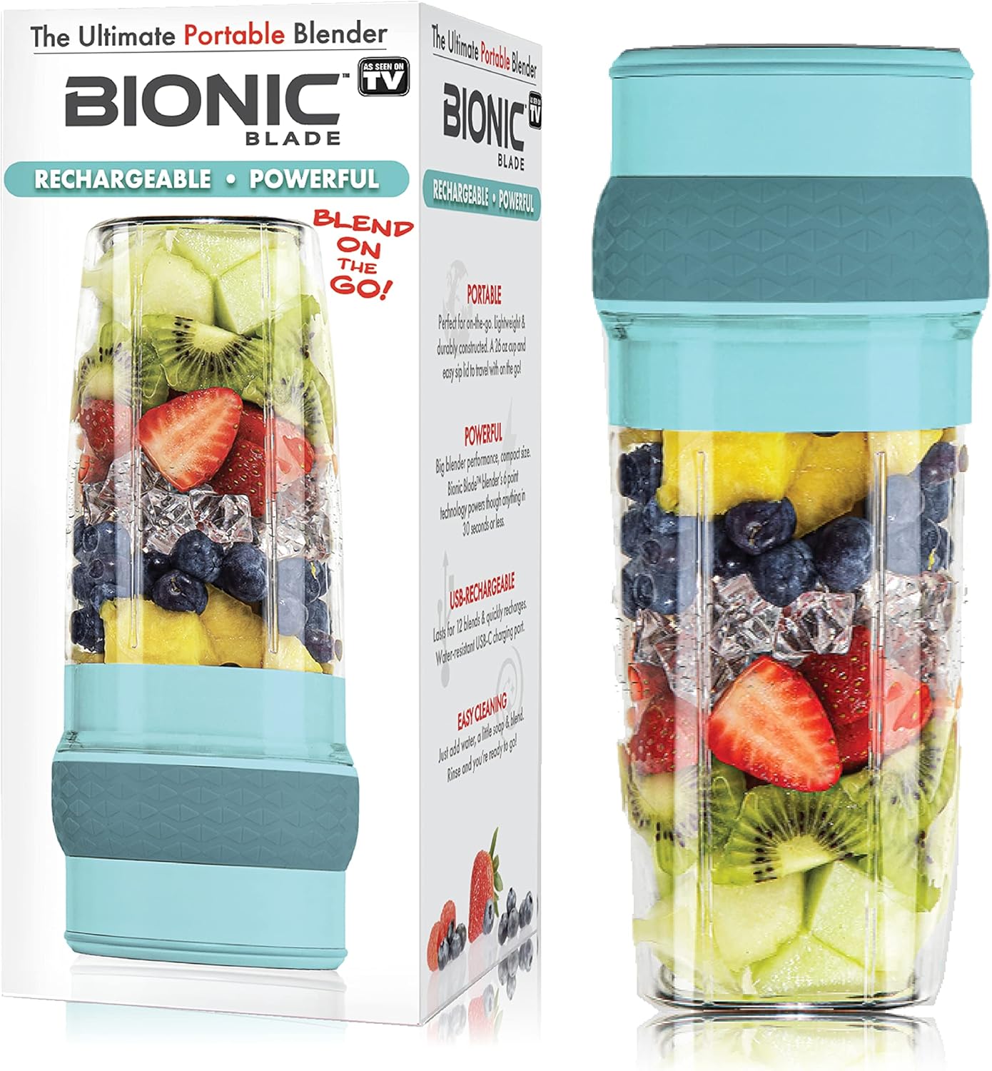 Bionic Blade Personal Blender, 26.5 Oz, Cordless, Rechargeable, 18,000 RPM Portable Blender for Shakes and Smoothies,