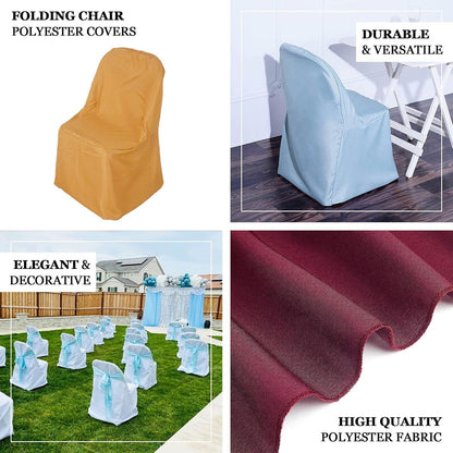 1 Set Efavormart Gold Linen Polyester Folding Chair Covers for Dining Chairs Party Wedding Banquet Outdoor Event